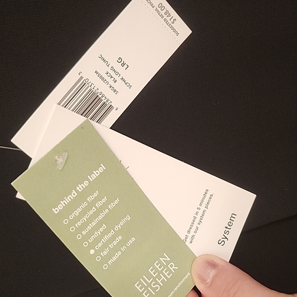 NWT Eileen Fisher Black Silk Size Large Scoop Neck Long Tunic - Picture 4 of 5